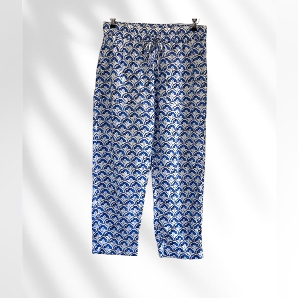 Sigrid Olsen Blue and White Wide Leg Pants